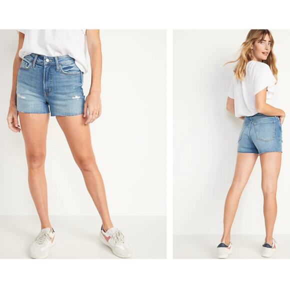 High-Waisted OG Straight Ripped Cut-Off Jean Shorts Women 24 Old Navy Plus Size - Picture 12 of 12